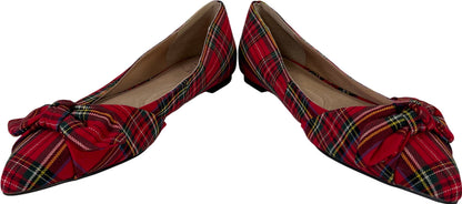 J.Jill Women’s Red Plaid Simone Bow Pointed Toe Flats - 10