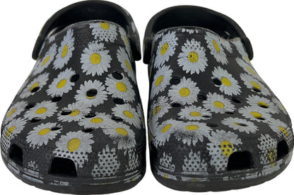 Crocs Women’s Black Floral Daisy Print Classic Clogs Shoes - 9