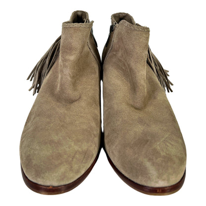 Sam Edelman Women’s Taupe Suede Fringe Ankle Booties - 8.5