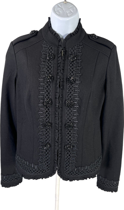 INC International Concepts Women’s Black Full Zip Lace Accent Jacket - XS