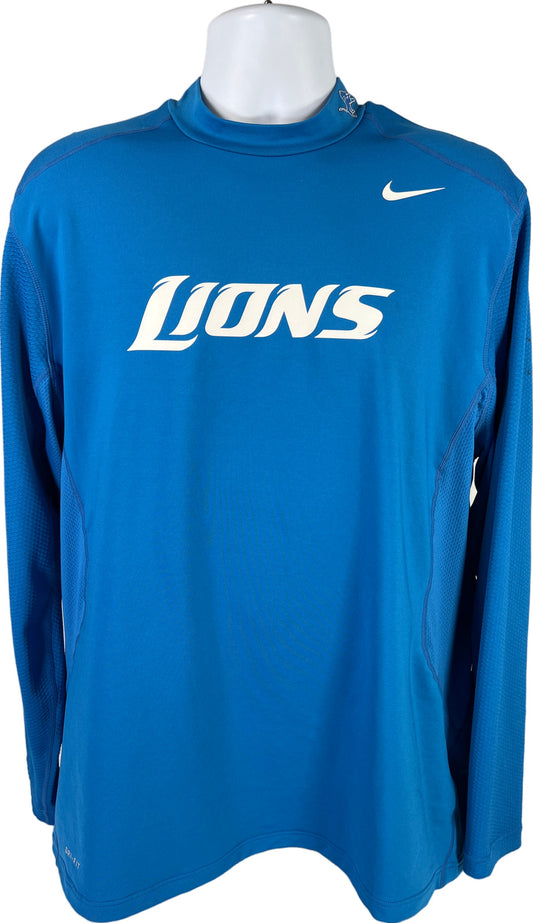 Nike Men’s Detroit Lions On Field Apparel Mock Neck Long Sleeve Shirt - XXL