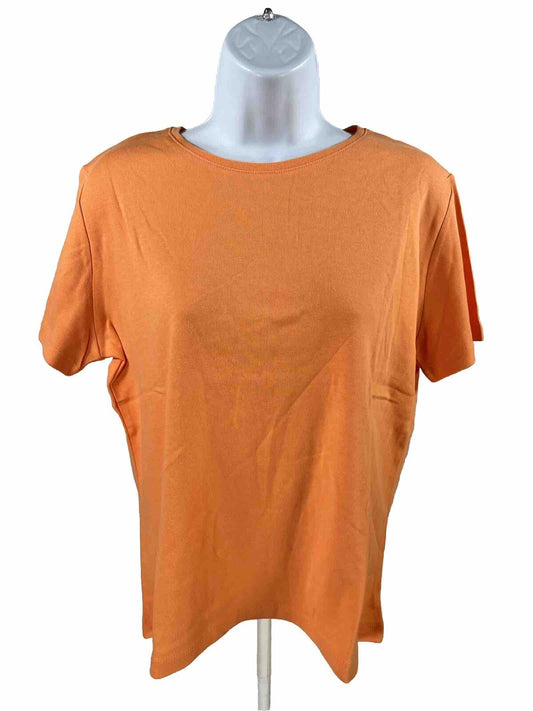 NEW Coldwater Creek Women's Orange Short Sleeve Interlock Tee Shirt - M