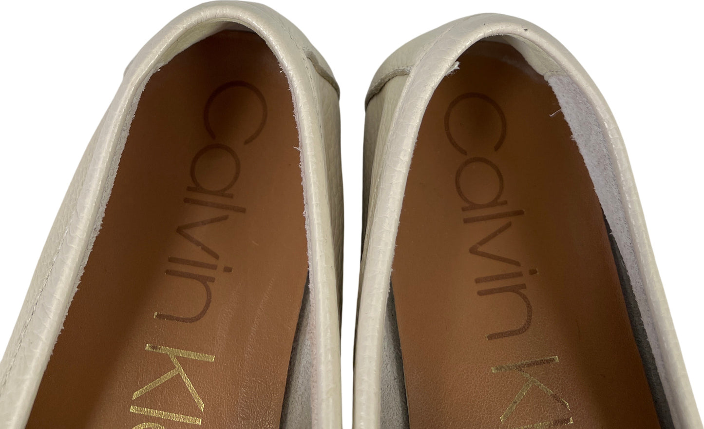 Calvin Klein Women’s Ivory Leather Lunasi Driving Loafers - 8.5