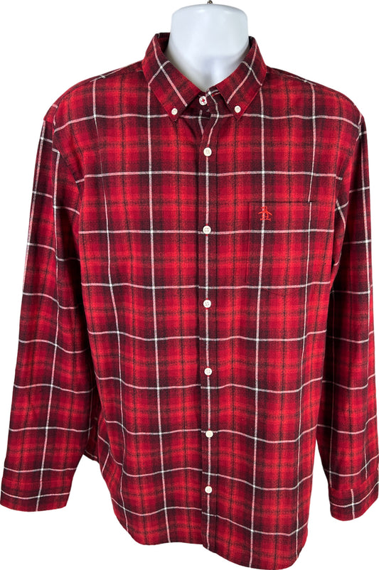 Penguin Men’s Red Plaid Long Sleeve Button Up Shirt - XL