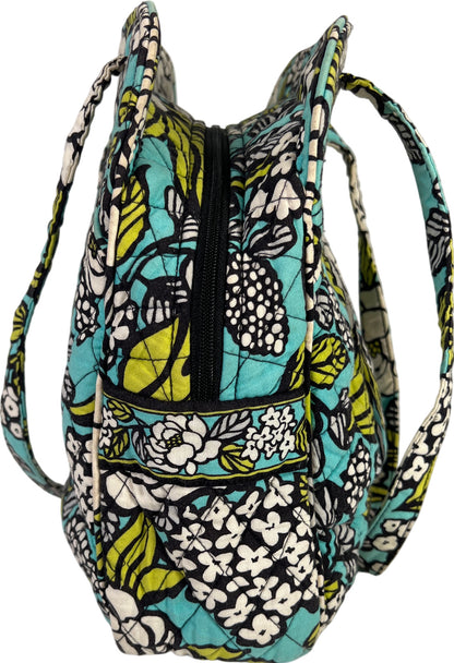 Vera Bradley Blue Island Blooms Zip Close Shoulder Bag Purse