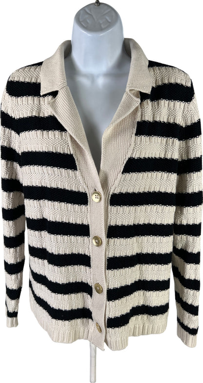 J.Jill Wearever Collection Women’s Ivory Striped Cardigan Sweater - XS Petite