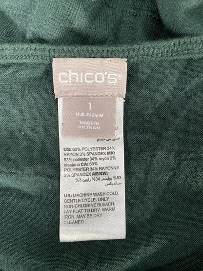 Chico's Women's Dark Green Long Sleeve Tunic Sweater - 1/US M