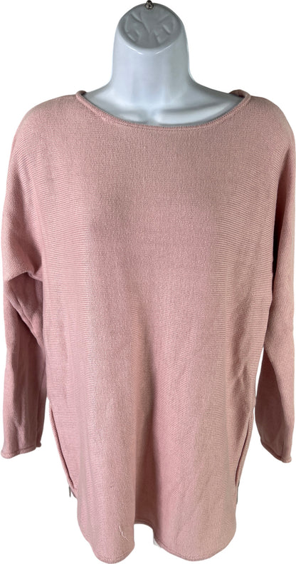 Michael Kors Women’s Pink Long Sleeve Zipper Bottom Knit Sweater - M