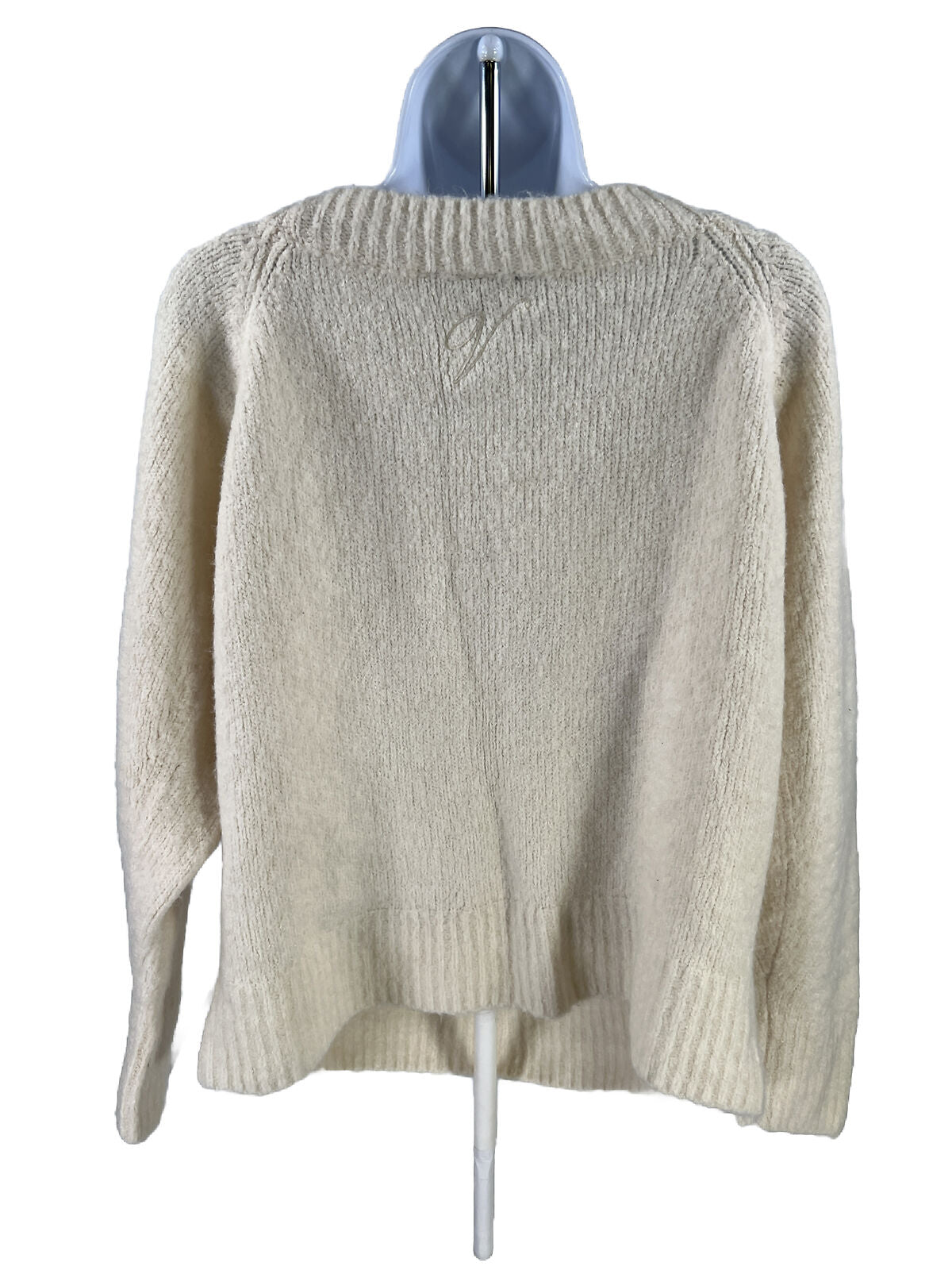 Victoria's Secret Women's Ivory Fuzzy Knit Sweater - L