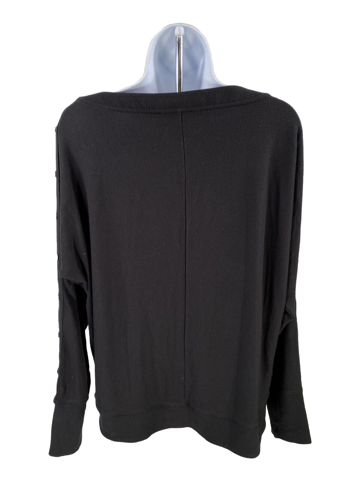 White House Black Market Women's Black Snap Trim Pullover Sweater - M