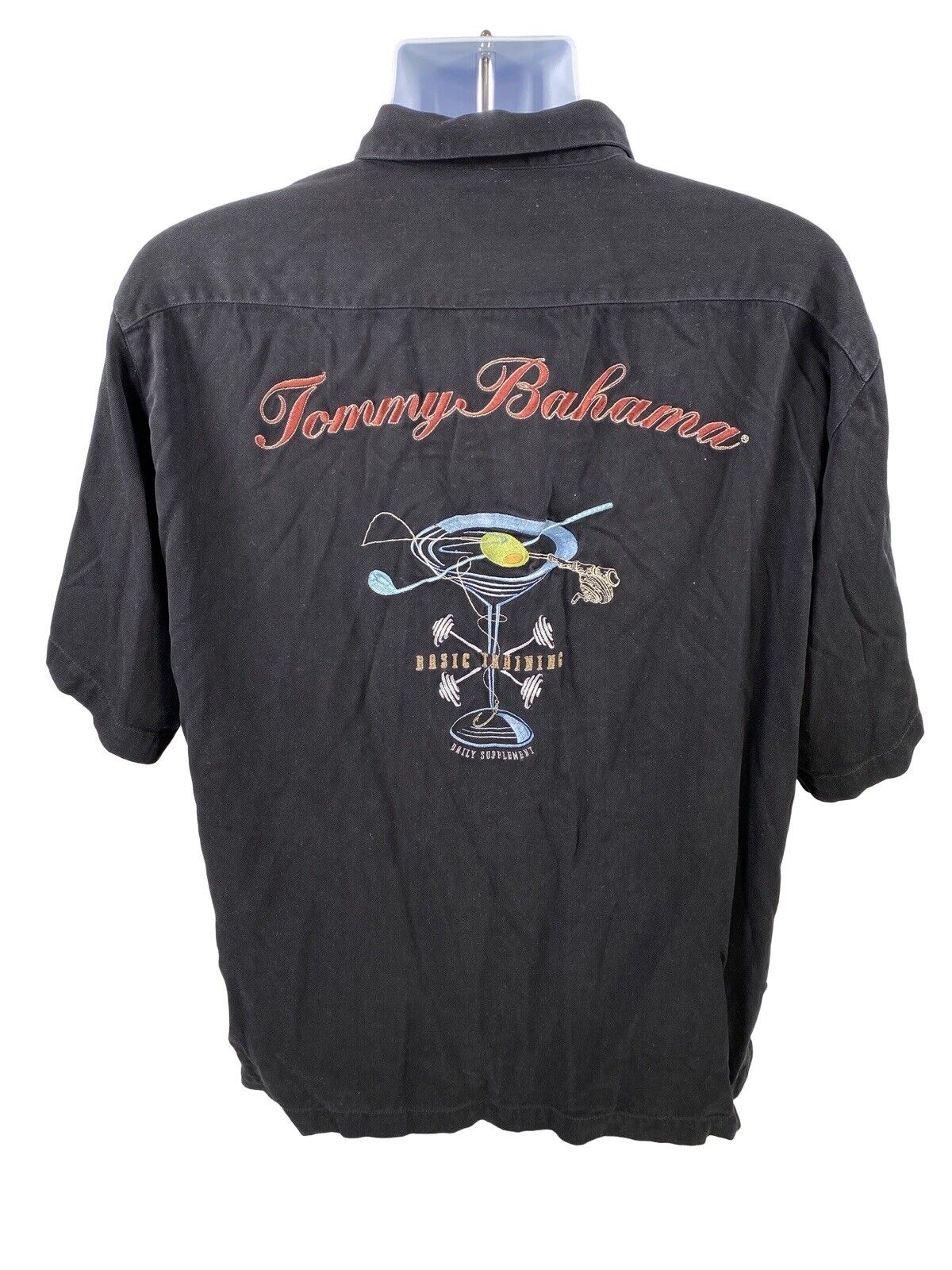 Tommy Bahama Men's Black Basic Training 100% Silk Shirt - L