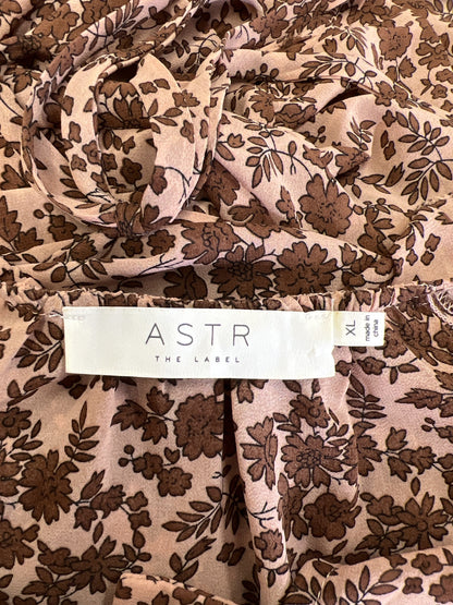 Astr the Label Women’s Pink Floral Sheer Button Up Shirt Dress - XL