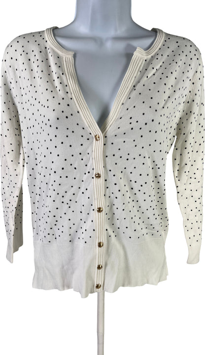 NEW White House Black Market Women’s White Polka Dot 3/4 Sleeve Cardigan - M