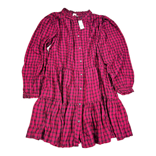 NEW Gap Women’s Burgundy Plaid Tiered Flannel Shirt Dress - L