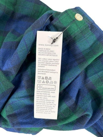 NEW Tommy Hilfiger Men’s Green/Blue Button Down Flannel Shirt - L