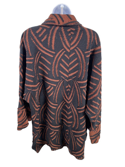 Chris Triola Women's Brown/Black Snap Neck Open Front Cardigan/Cape - OS