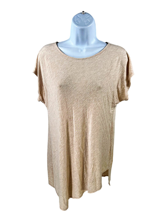 White House Black Market Women’s Beige Asymmetrical Cap Sleeve Top - S