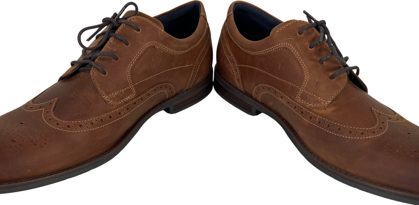 NEW Rockport Men’s Brown Leather Hyrdo Shield Wingtip Dress Shoes - 11.5 Wide