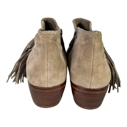 Sam Edelman Women’s Taupe Suede Fringe Ankle Booties - 8.5