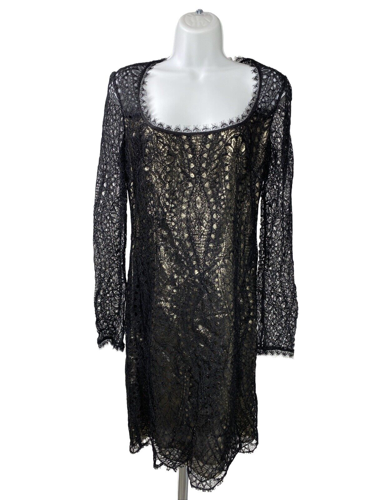 NEW Emilio Pucci Women's Black/Gold Metallic Lace Cocktail Dress -40/US 6