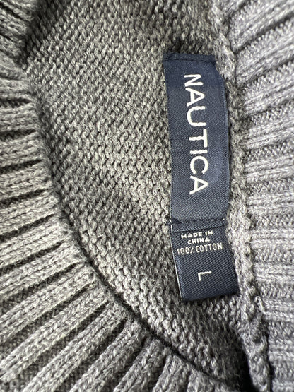 NEW Nautica Men’s Gray Cotton Long Sleeve Knit Sweater - L