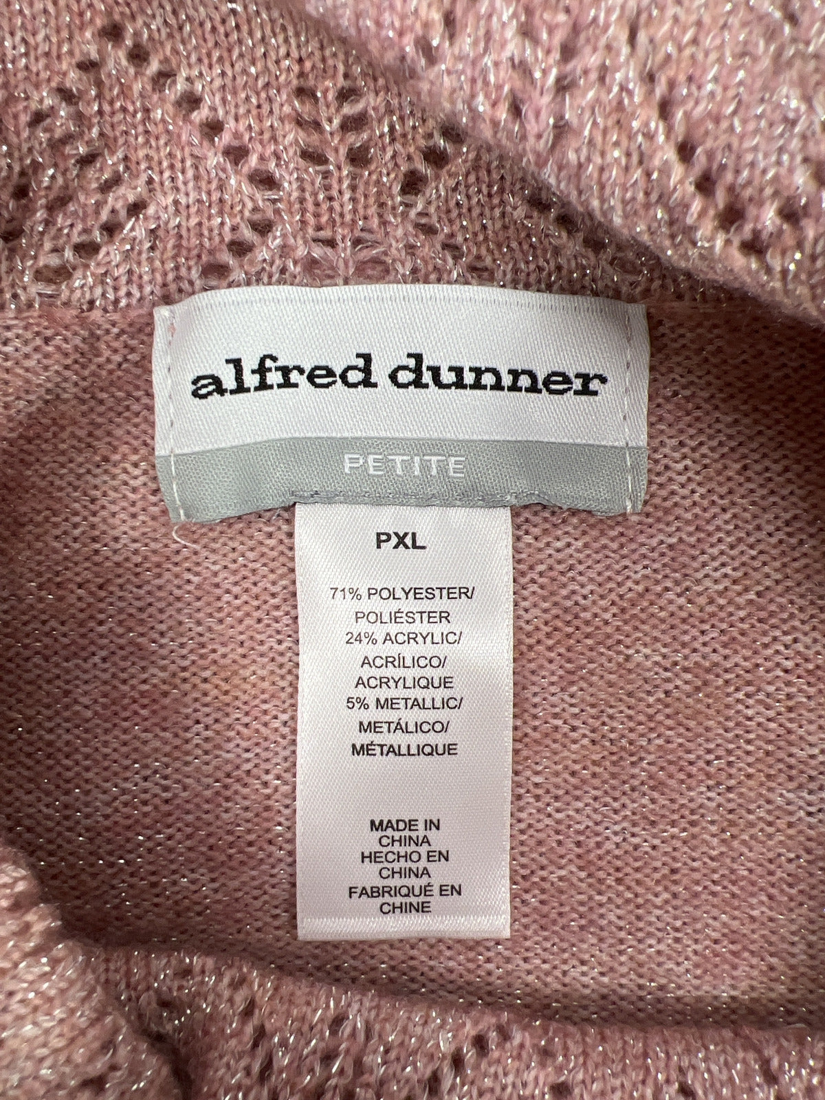 NEW Alfred Dunner Women’s Pink Metallic Cowl Neck Sweater - XL Petite