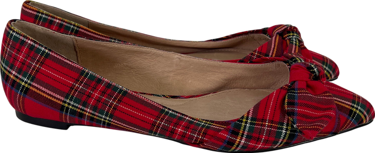 J.Jill Women’s Red Plaid Simone Bow Pointed Toe Flats - 10