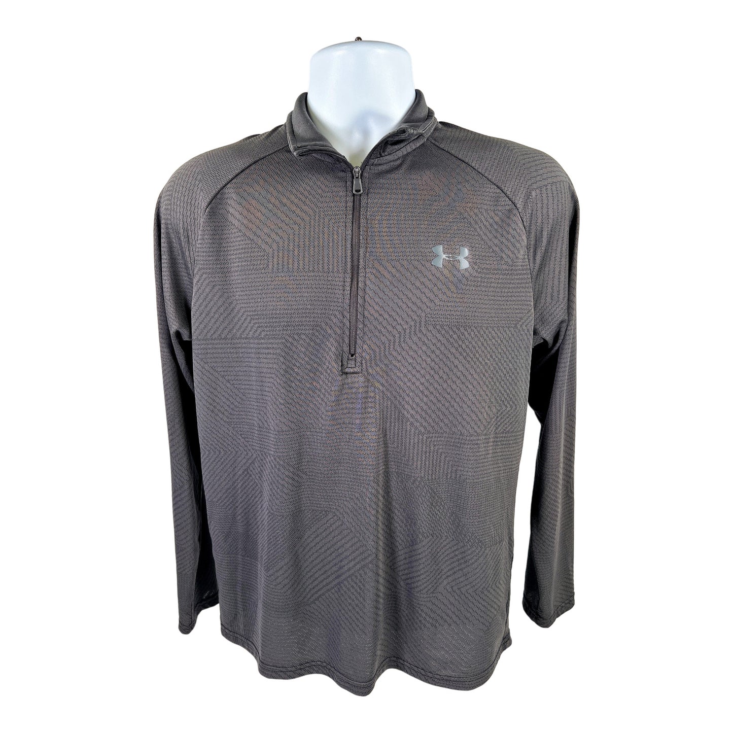 Under Armour Men’s Gray HeatGear Loose Fit 1/4 Zip Athletic Shirt - M