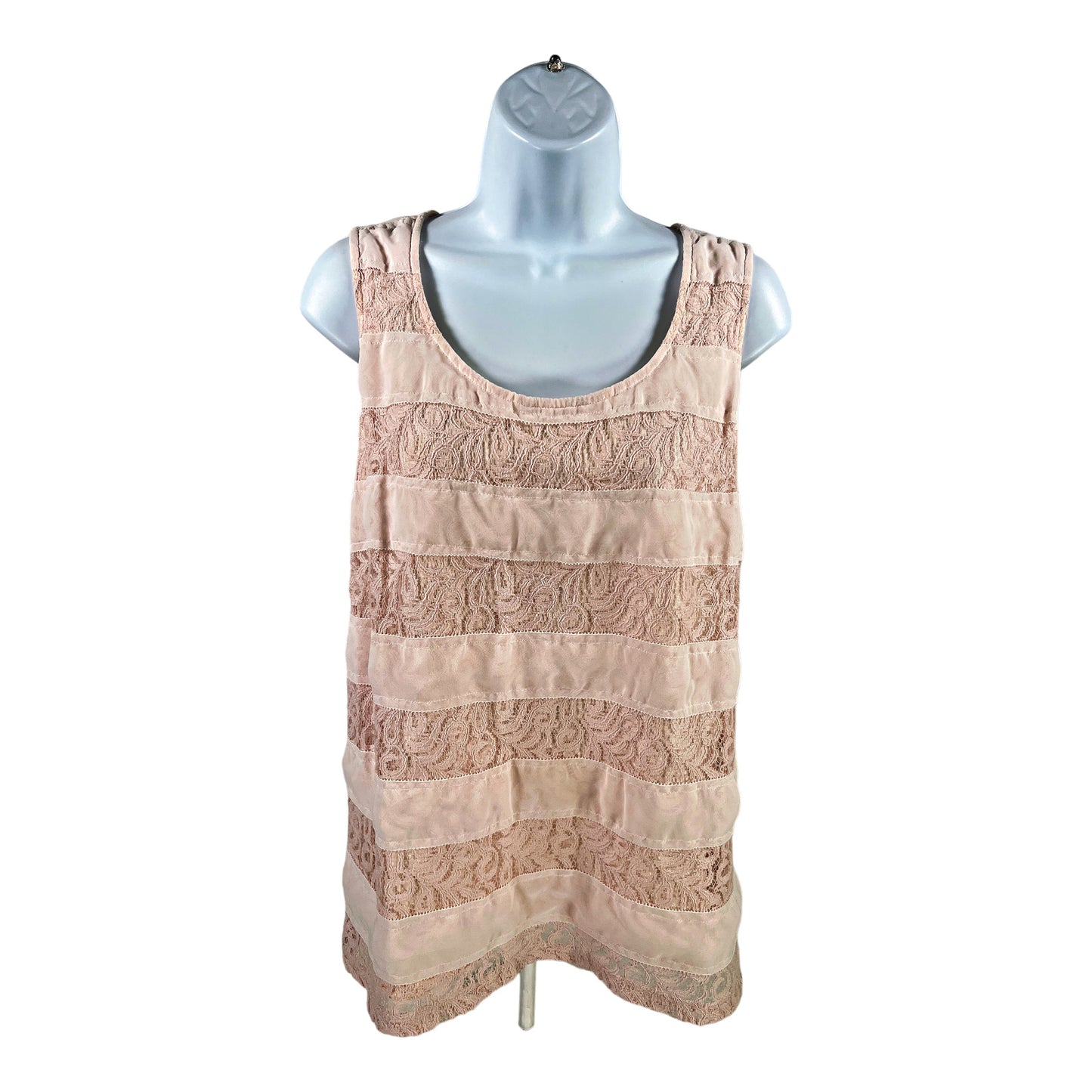 By Chico’s Women’s Pink Lace Striped Tank Top - 2/L