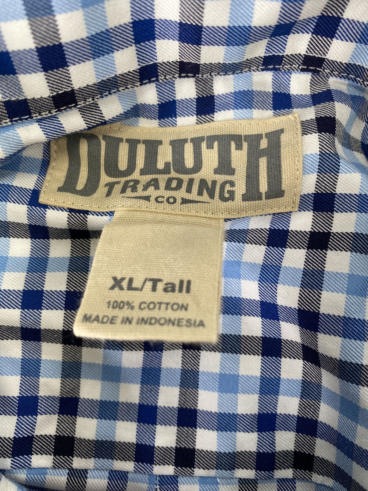 Duluth Trading Men’s Blue Checkered Long Sleeve Button Up Shirt - XL Tall