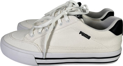 NEW Puma Men’s White Lace Up Court Classic Vulcanized Sneakers - 10