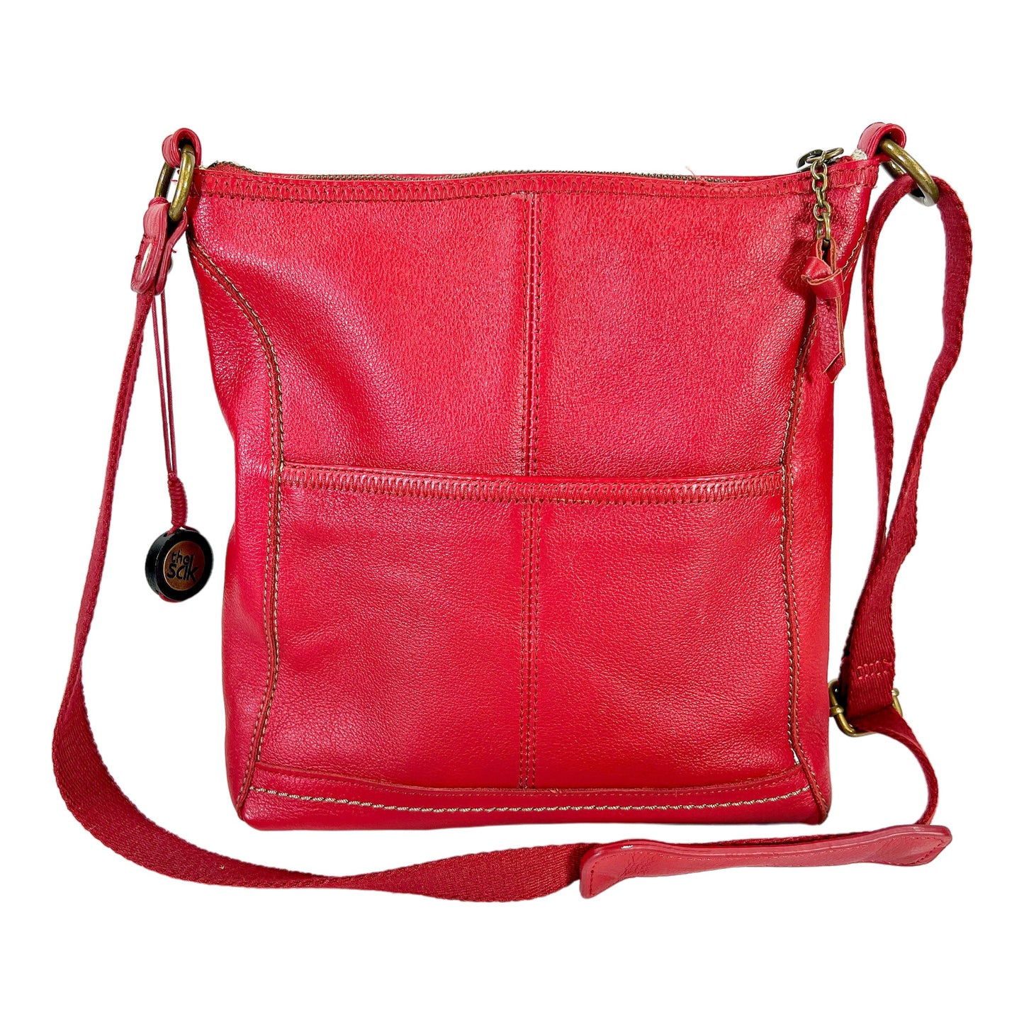 The Sam Women’s Red Leather Zip Close Crossbody Purse