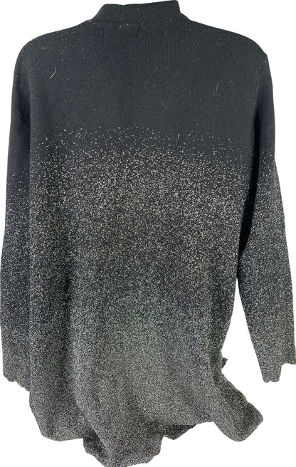 NEW Liz Claiborne Women’s Black/Silver Metallic Long Cardigan Sweater - XL