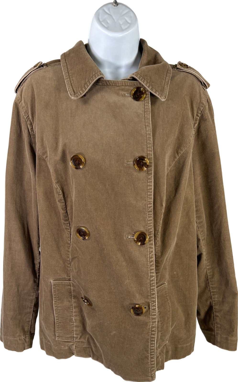 Kate Hill Women’s Brown Retro Corduroy Button Up Jacket - Plus 16W