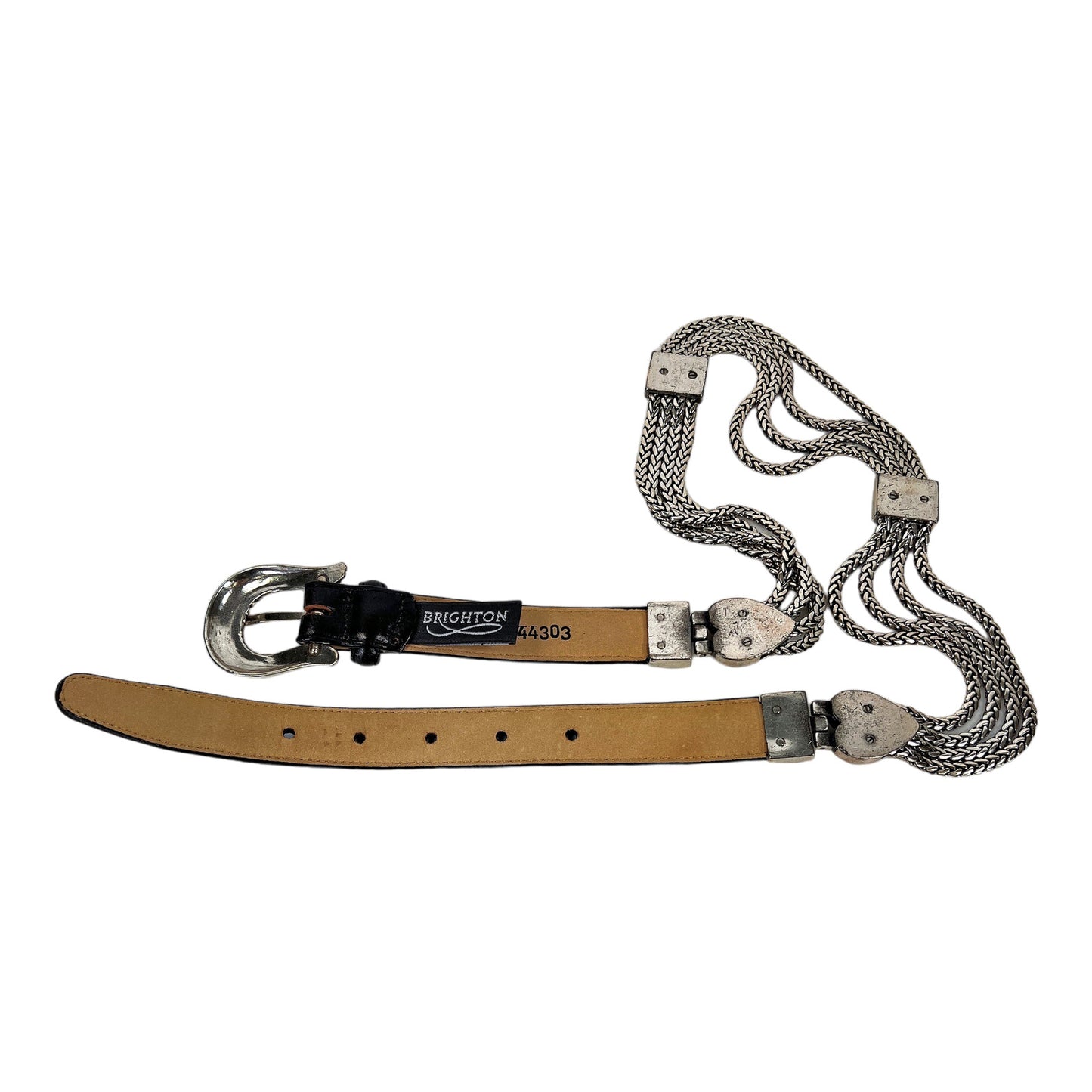 Brighton Women’s Black Leather & Chain Belt - L