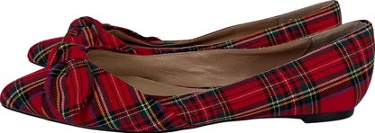 J.Jill Women’s Red Plaid Simone Bow Pointed Toe Flats - 10