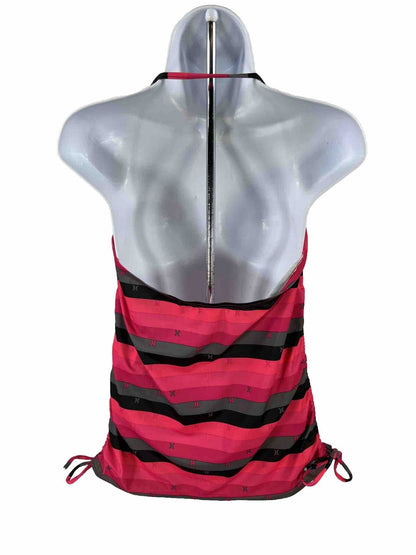 Hurley Women's Pink Striped Halter Tankini Swim Top - M