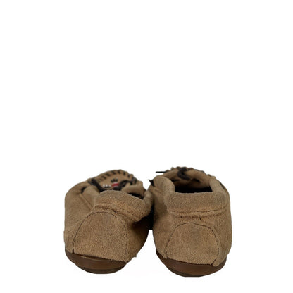 Minnetonka Kids Unisex Tan Suede Beaded Thunderbird Moccasins - 3