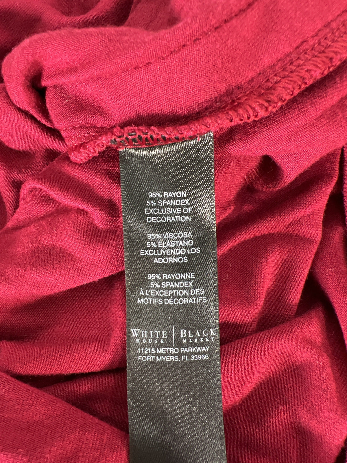 White House Black Market Women’s Burgundy/Red 3/4 Sleeve Blouse - XS