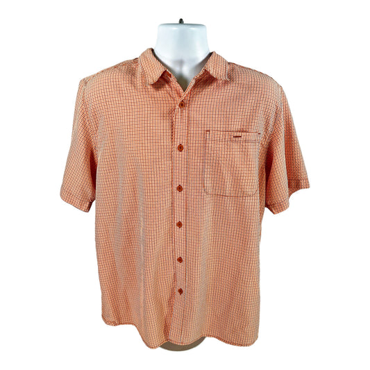 The North Face Men’s Orange Checkered Short Sleeve Button Up Shirt - M