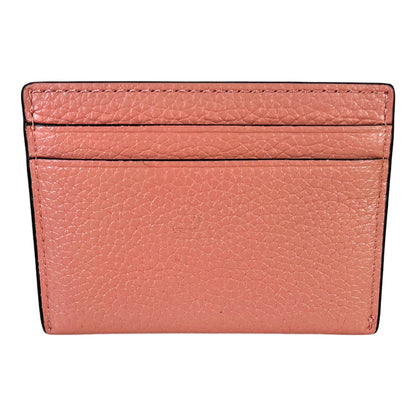 Michael Kors Women’s Pink Leather Reed Logo Card Case Wallet