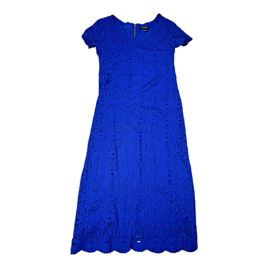 NEW Roz and Ali Women’s Blue Short Sleeve Lace Sheath Midi Dress - 8