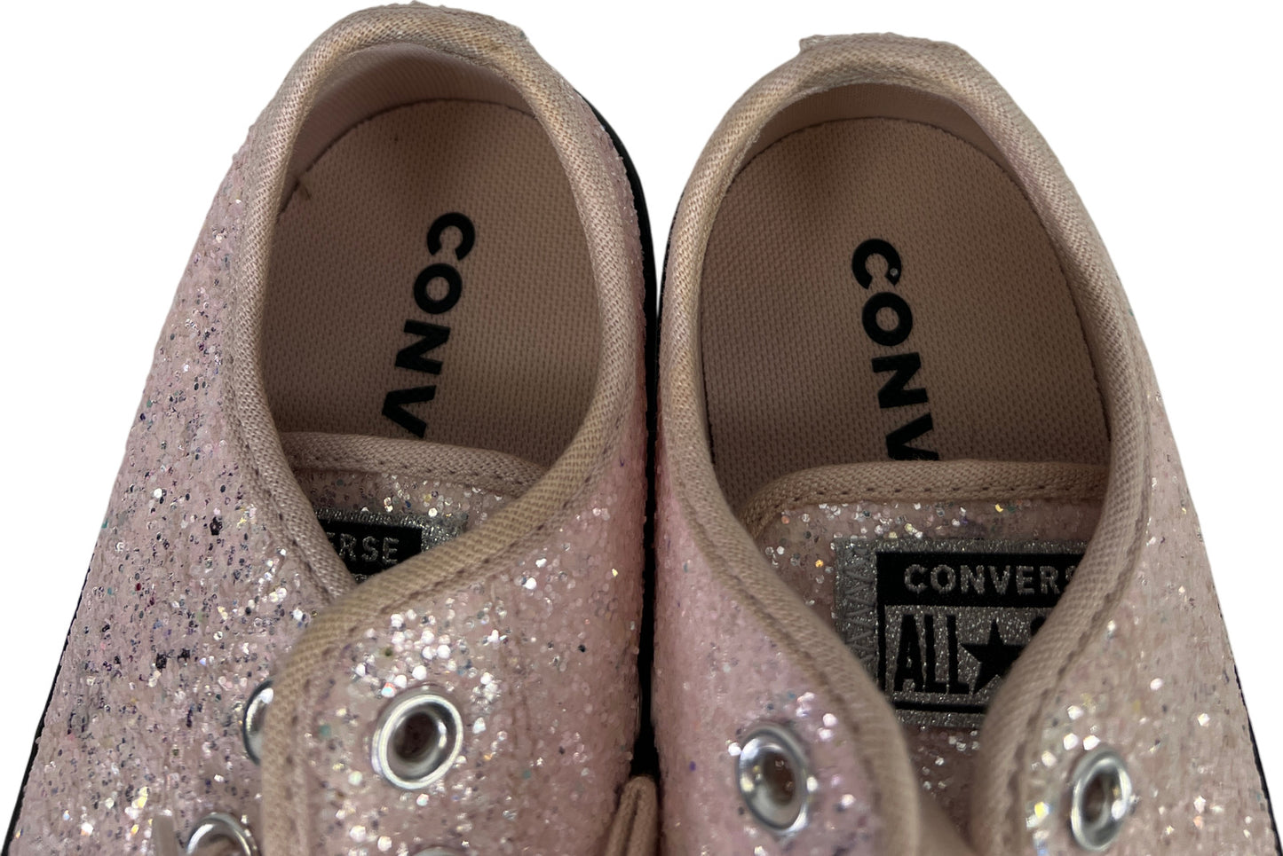 Converse Women’s Pink Glitter Shine Low Top Lace Up Sneakers - 7