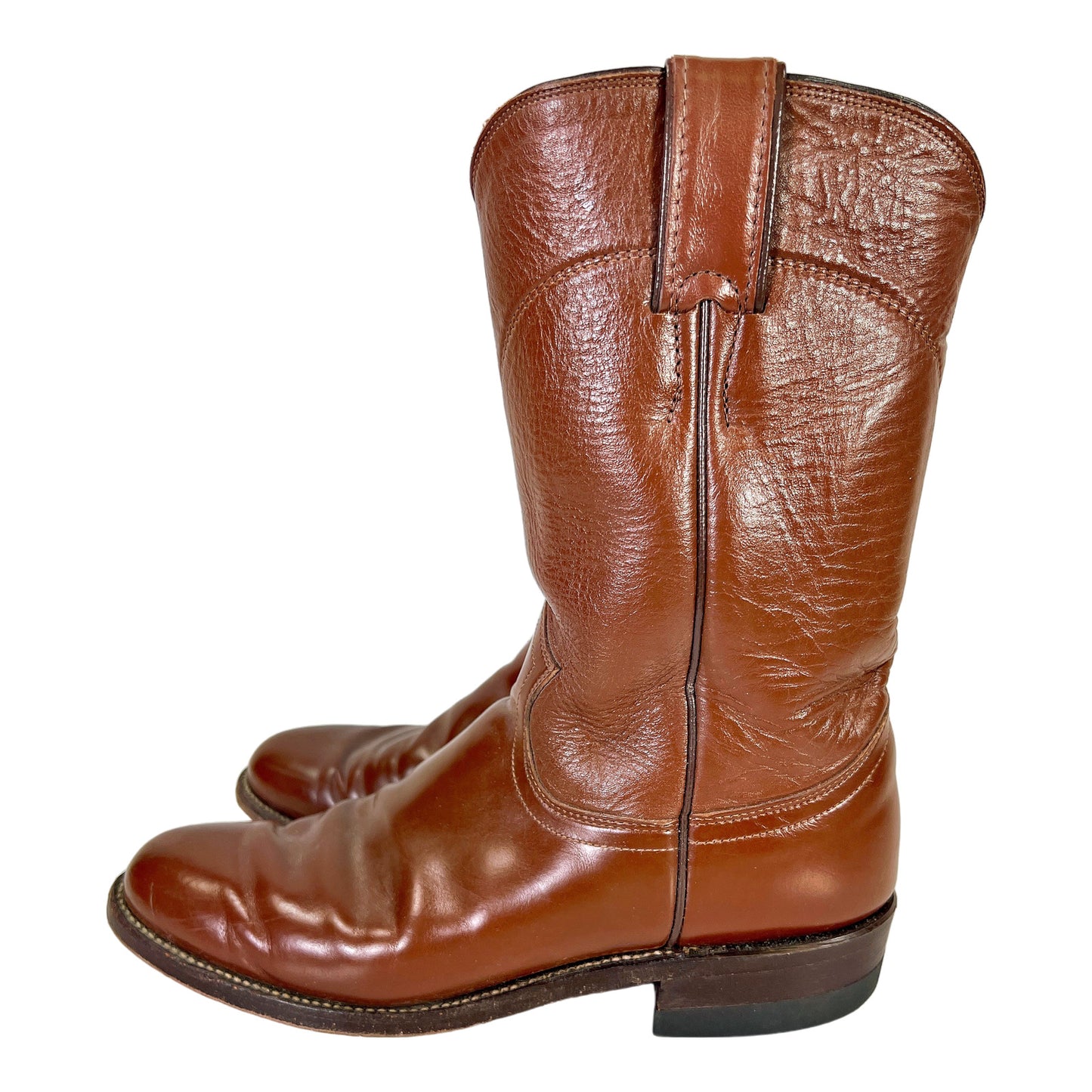 Justin Men’s Brown Leather 3802 Mid Calf Cowboy Western Boots - 6B