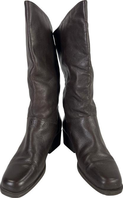 Naturalizer Women’s Brown Leather Pull On Riding Boots - 7W