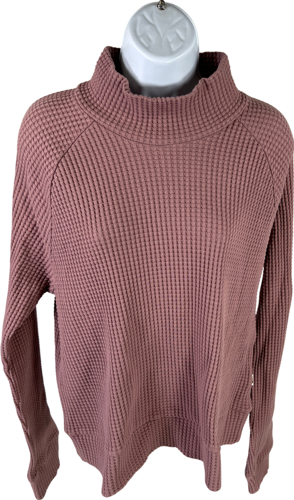 The North Face Women’s Pink Mock Neck Chabot Waffle Knit Sweater - M