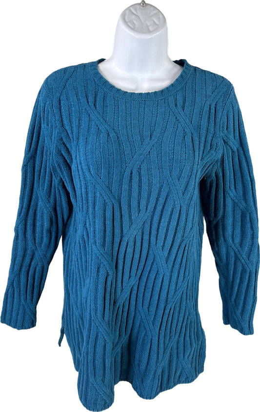 J.Jill Women’s Blue Soft Chenille Cable Knit Long Sleeve Sweater - XS