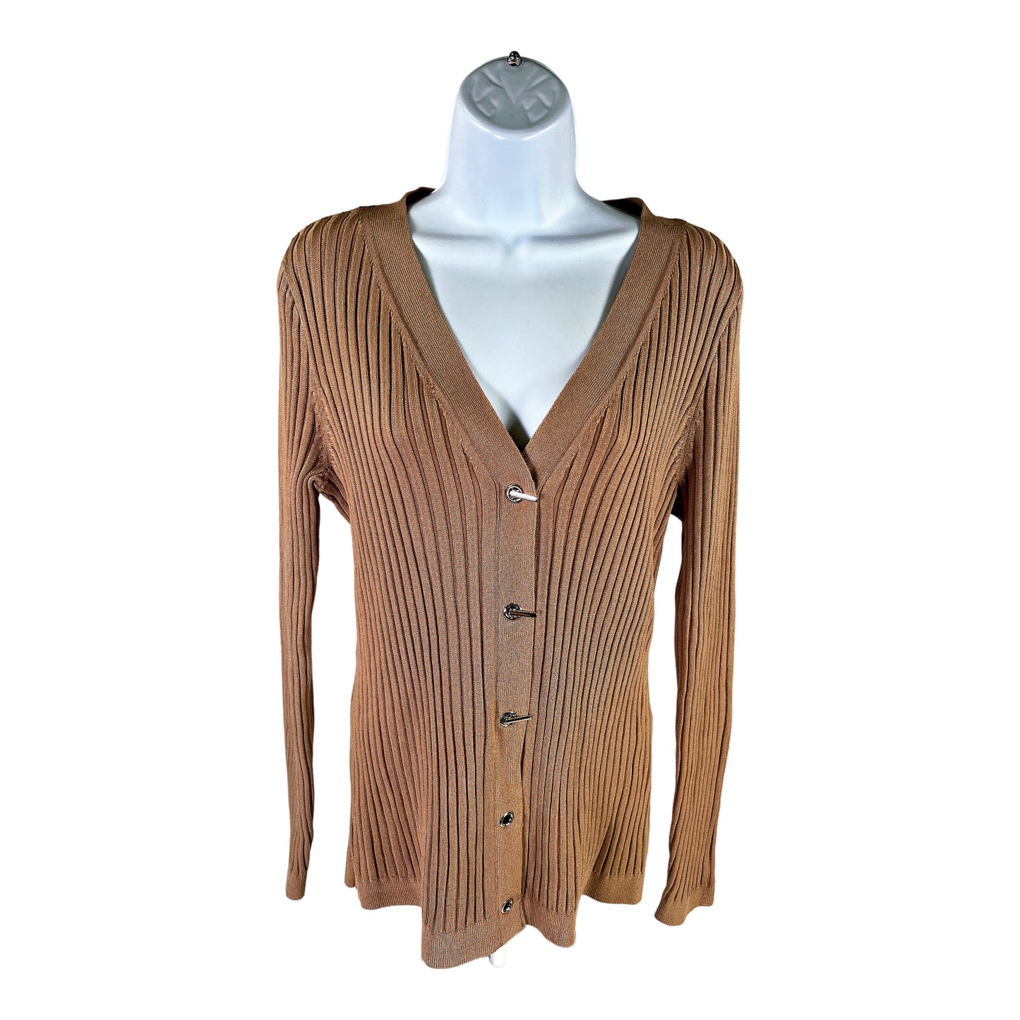 NEW White House Black Market Women’s Beige Ribbed Cardigan Sweater - L