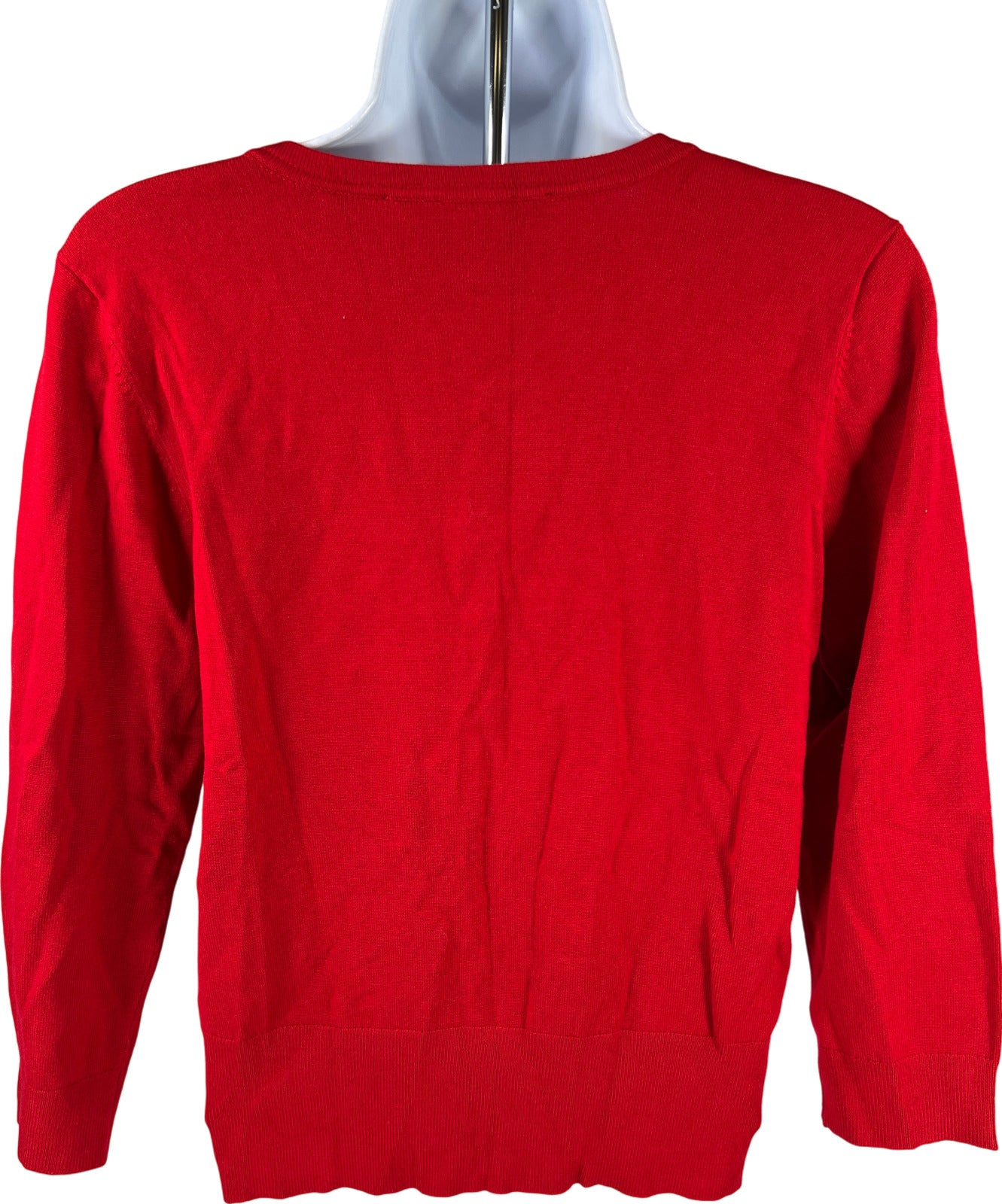 White House Black Market Women’s Red Solid 3/4 Sleeve Cardigan Sweater - M