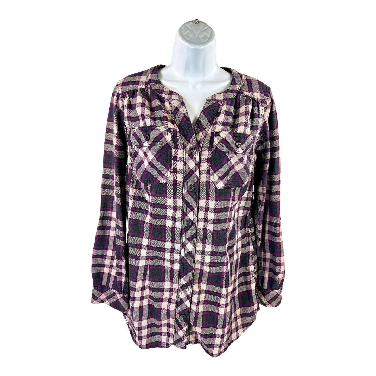 Duluth Trading Women’s Purple Plaid Long Sleeve Flannel Shirt - S